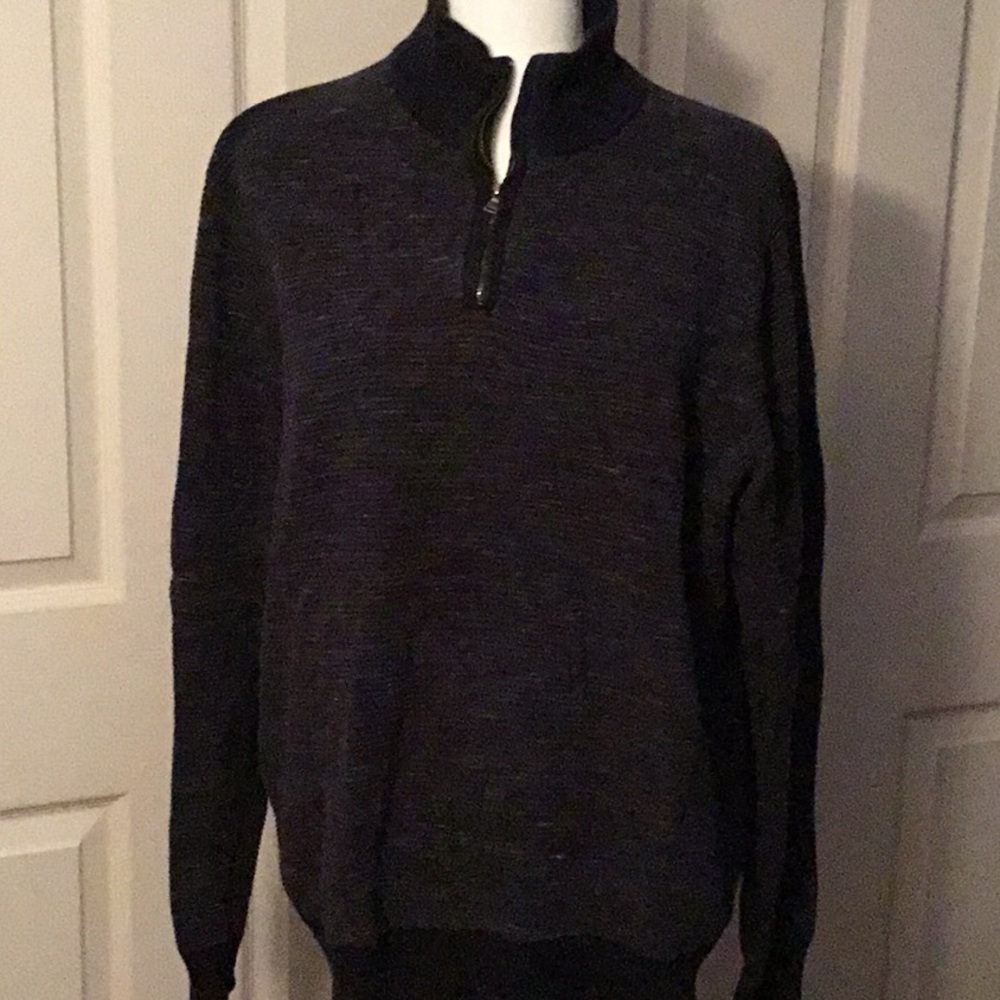 Tweed 3/4 zip sweater L Gray Black Workwear Preppy 
Business Casual